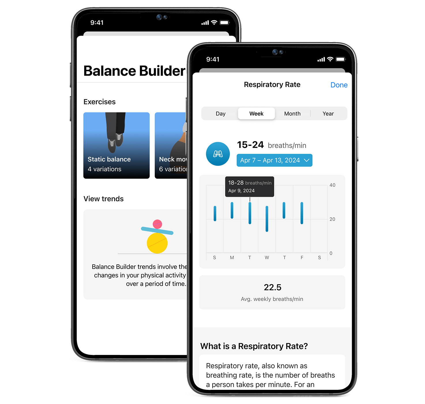 Balance builder in the app on phone screens.