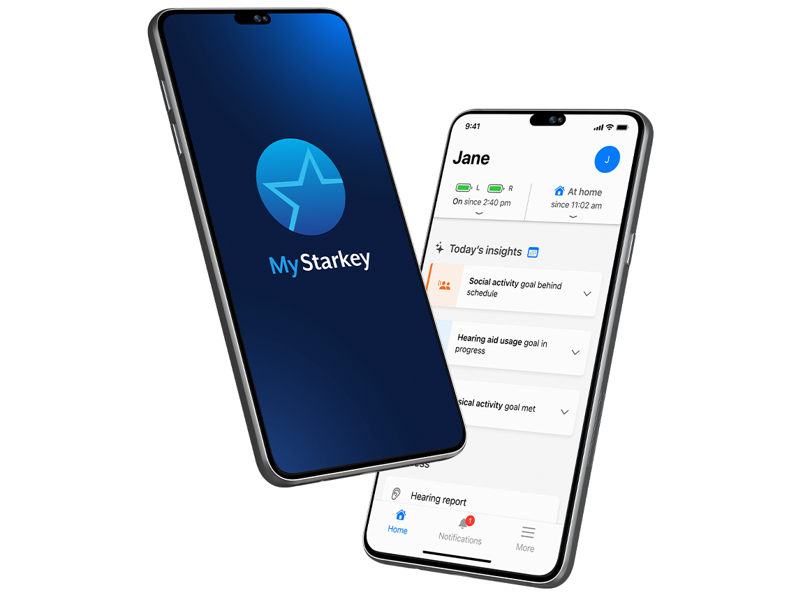 My Starkey and Hear Share phone screens